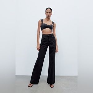 Zara Black Wide Leg Jeans Full Length